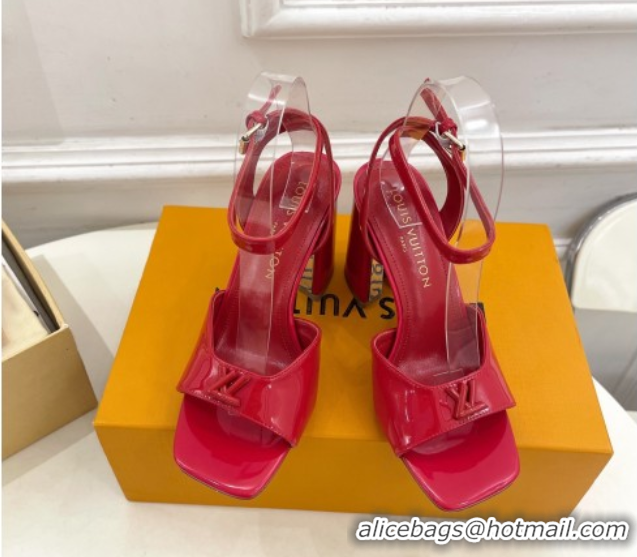 Luxury Cheap Louis Vuitton Swing Heel Sandals 9cm in Patent Leather Red 2025 1AGUTG