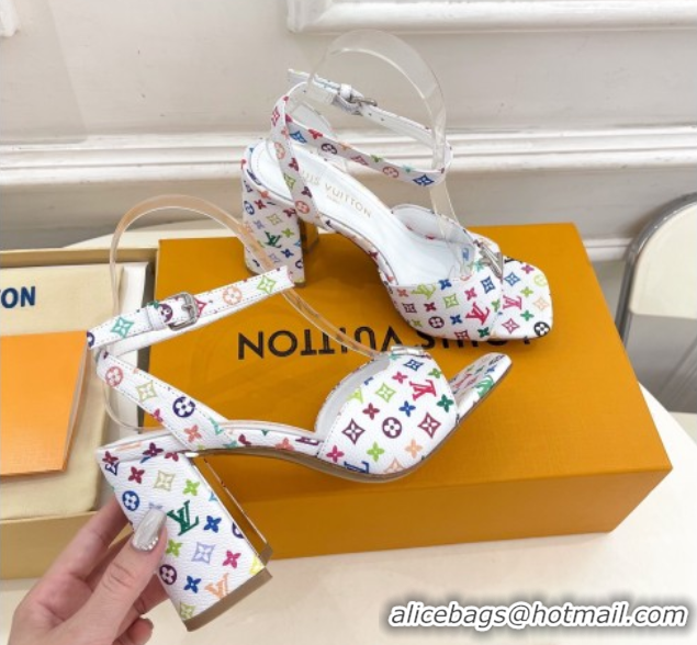 Best Price Louis Vuitton LV x TM Swing Heel Sandals 9cm in Multicolor Monogram Canvas White 2025 1AGUTG