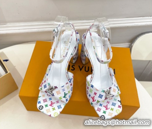Best Price Louis Vuitton LV x TM Swing Heel Sandals 9cm in Multicolor Monogram Canvas White 2025 1AGUTG
