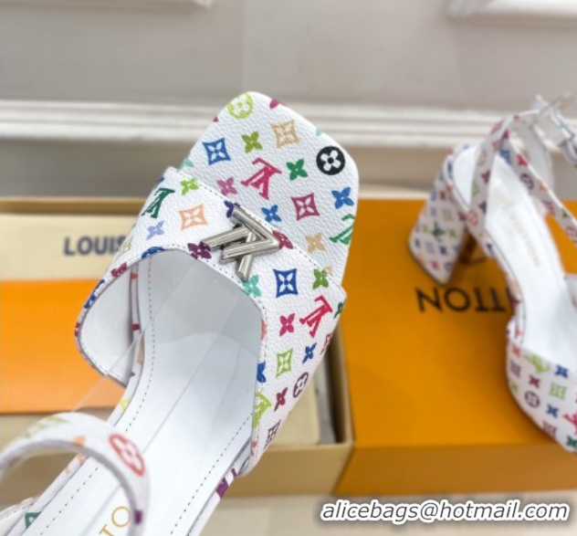 Best Price Louis Vuitton LV x TM Swing Heel Sandals 9cm in Multicolor Monogram Canvas White 2025 1AGUTG
