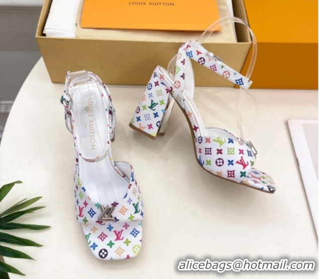Best Price Louis Vuitton LV x TM Swing Heel Sandals 9cm in Multicolor Monogram Canvas White 2025 1AGUTG