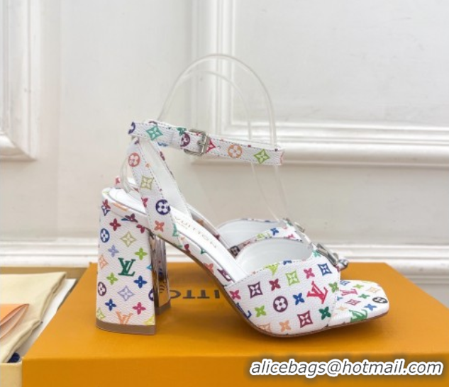 Best Price Louis Vuitton LV x TM Swing Heel Sandals 9cm in Multicolor Monogram Canvas White 2025 1AGUTG