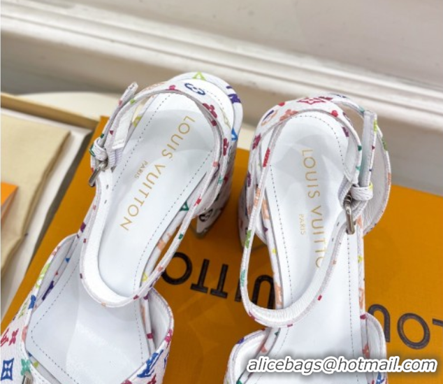 Best Price Louis Vuitton LV x TM Swing Heel Sandals 9cm in Multicolor Monogram Canvas White 2025 1AGUTG