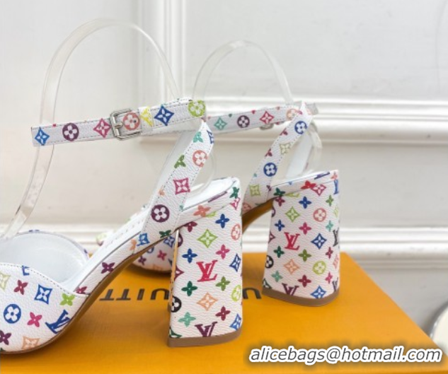 Best Price Louis Vuitton LV x TM Swing Heel Sandals 9cm in Multicolor Monogram Canvas White 2025 1AGUTG