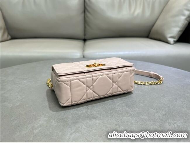 Spot Bulk Dior Small Soft Dior Caro Bag in Macrocannage Lambskin M9252 Powder Pink 2025