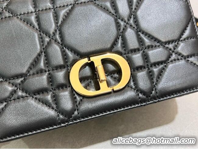 Original Cheap Dior Small Soft Dior Caro Bag in Macrocannage Lambskin M9252 Black 2025
