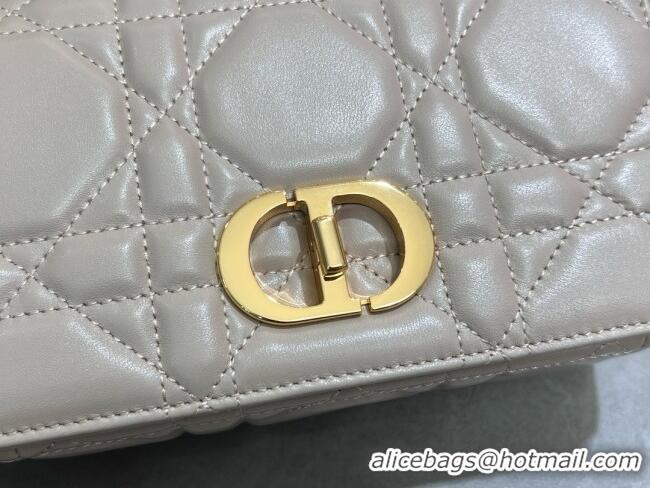 High Quality Dior Small Soft Dior Caro Bag in Macrocannage Lambskin M9252 Beige Grey 2025