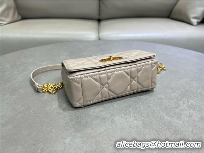 High Quality Dior Small Soft Dior Caro Bag in Macrocannage Lambskin M9252 Beige Grey 2025