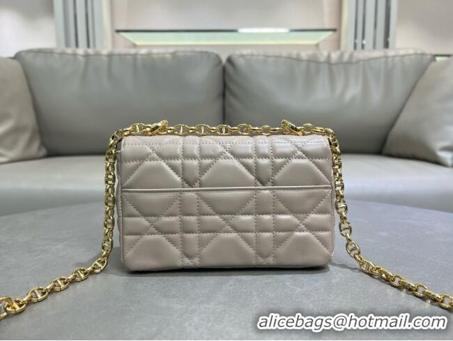 High Quality Dior Small Soft Dior Caro Bag in Macrocannage Lambskin M9252 Beige Grey 2025