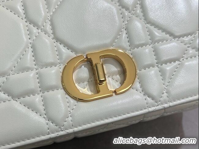 Top Quality Dior Small Soft Dior Caro Bag in Macrocannage Lambskin M9252 White 2025
