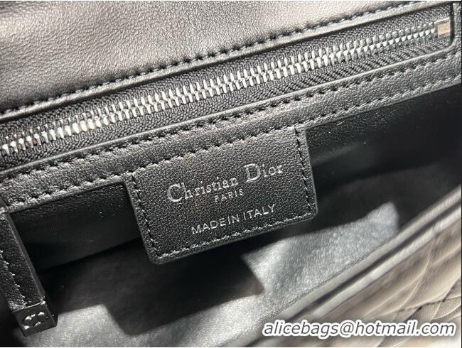Top Design Dior Small Soft Dior Caro Bag in Macrocannage Lambskin M9252 Black/Silver 2025