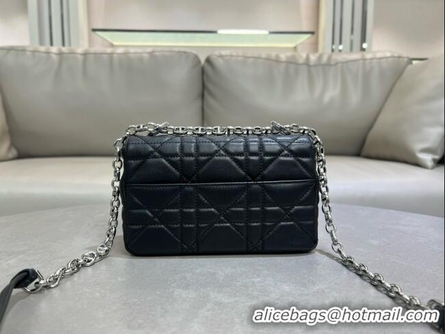 Top Design Dior Small Soft Dior Caro Bag in Macrocannage Lambskin M9252 Black/Silver 2025