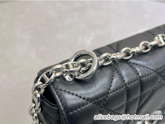 Top Design Dior Small Soft Dior Caro Bag in Macrocannage Lambskin M9252 Black/Silver 2025