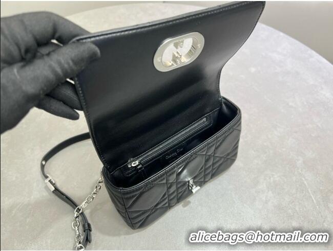 Top Design Dior Small Soft Dior Caro Bag in Macrocannage Lambskin M9252 Black/Silver 2025