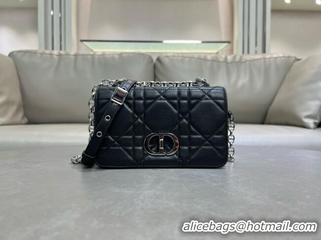 Top Design Dior Small Soft Dior Caro Bag in Macrocannage Lambskin M9252 Black/Silver 2025