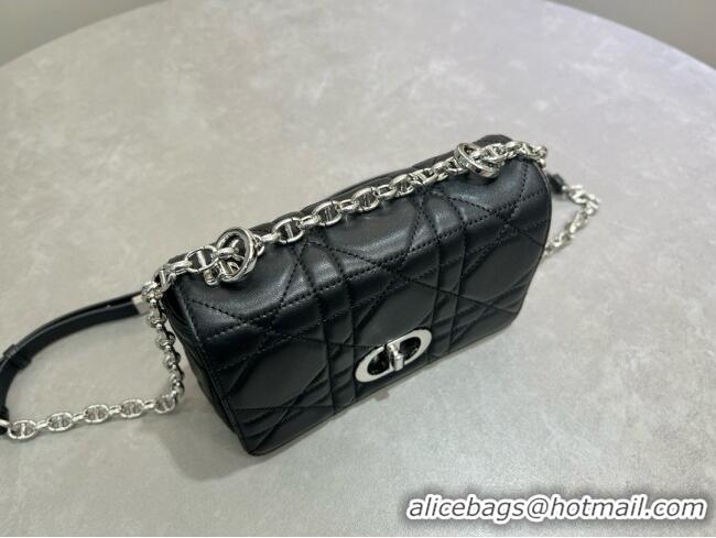 Top Design Dior Small Soft Dior Caro Bag in Macrocannage Lambskin M9252 Black/Silver 2025