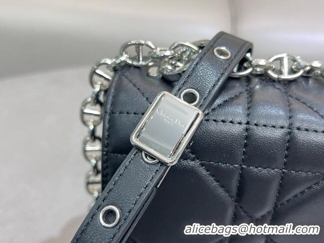 Top Design Dior Small Soft Dior Caro Bag in Macrocannage Lambskin M9252 Black/Silver 2025