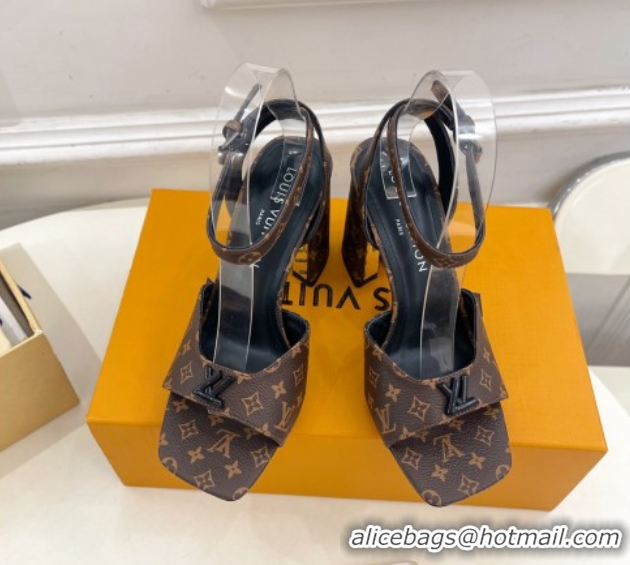 Good Quality Louis Vuitton Swing Heel Sandals 9cm in Monogram Canvas Brown 2025 1AGUTG