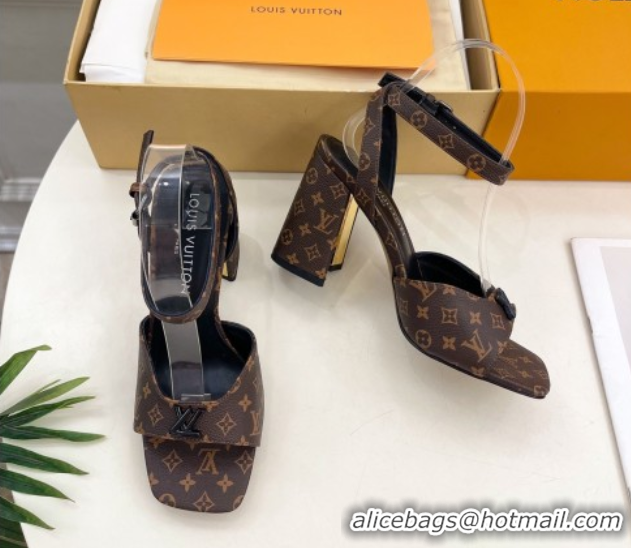 Good Quality Louis Vuitton Swing Heel Sandals 9cm in Monogram Canvas Brown 2025 1AGUTG
