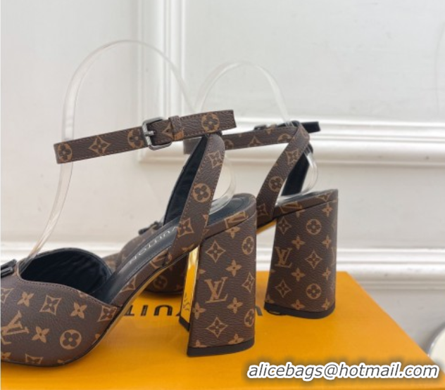 Good Quality Louis Vuitton Swing Heel Sandals 9cm in Monogram Canvas Brown 2025 1AGUTG
