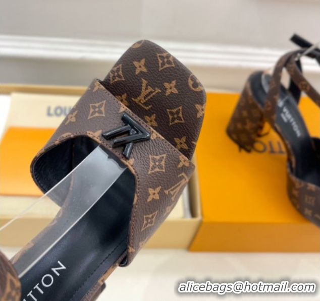 Good Quality Louis Vuitton Swing Heel Sandals 9cm in Monogram Canvas Brown 2025 1AGUTG