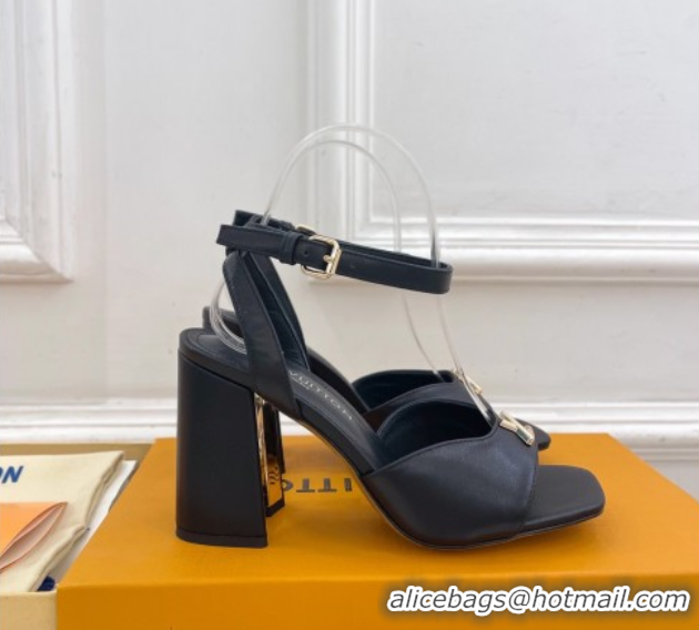 Grade Quality Louis Vuitton Swing Heel Sandals 9cm in Calf Leather Black 2025 1AGUTG