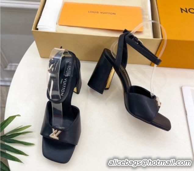 Grade Quality Louis Vuitton Swing Heel Sandals 9cm in Calf Leather Black 2025 1AGUTG