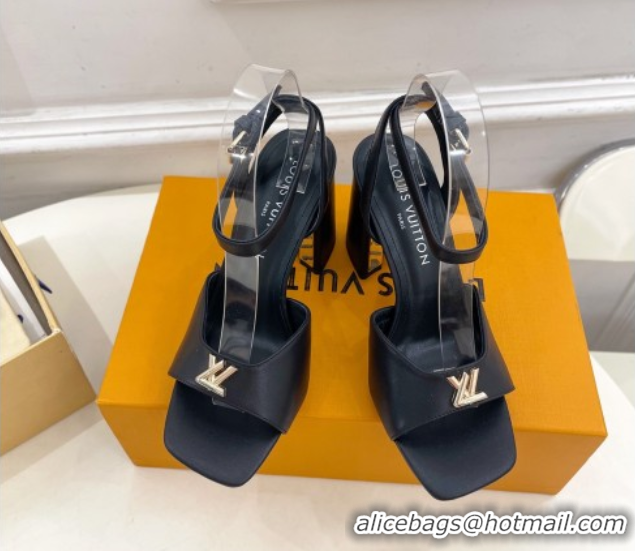 Grade Quality Louis Vuitton Swing Heel Sandals 9cm in Calf Leather Black 2025 1AGUTG