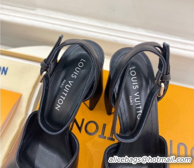 Grade Quality Louis Vuitton Swing Heel Sandals 9cm in Calf Leather Black 2025 1AGUTG