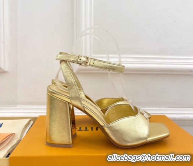 Buy Luxury Louis Vuitton Swing Heel Sandals 9cm in Calf Leather Gold 2025 1AGUTG