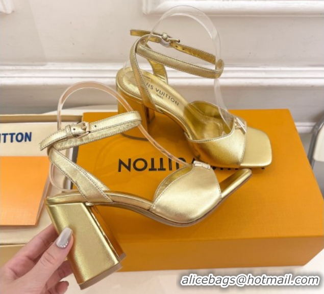 Buy Luxury Louis Vuitton Swing Heel Sandals 9cm in Calf Leather Gold 2025 1AGUTG