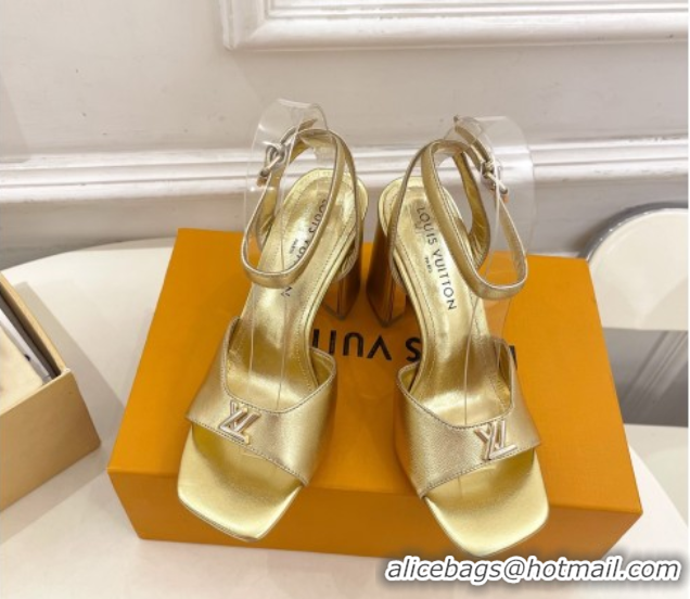 Buy Luxury Louis Vuitton Swing Heel Sandals 9cm in Calf Leather Gold 2025 1AGUTG