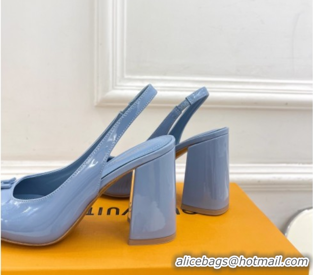 Pretty Style Louis Vuitton Swing Slingback Pump 9cm in Patent Leather Blue 2025 1AGTY9