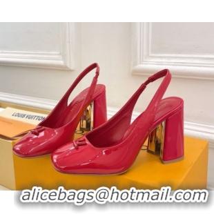 Stylish Louis Vuitton Swing Slingback Pump 9cm in Patent Leather Red 2025 1AGTY9