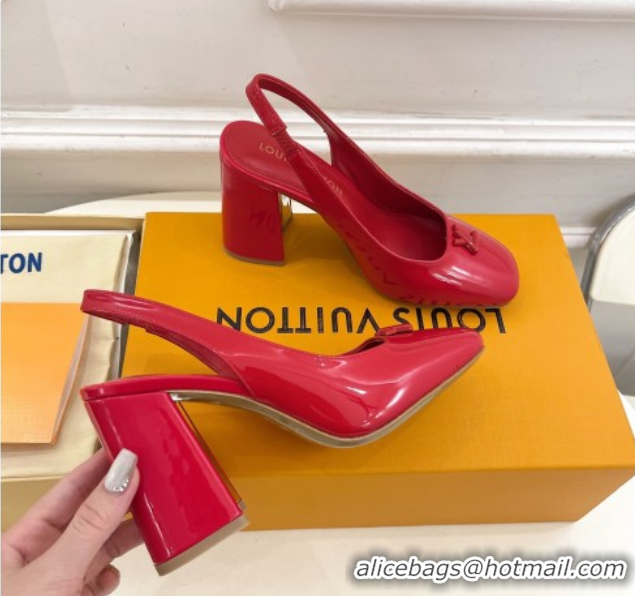 Stylish Louis Vuitton Swing Slingback Pump 9cm in Patent Leather Red 2025 1AGTY9
