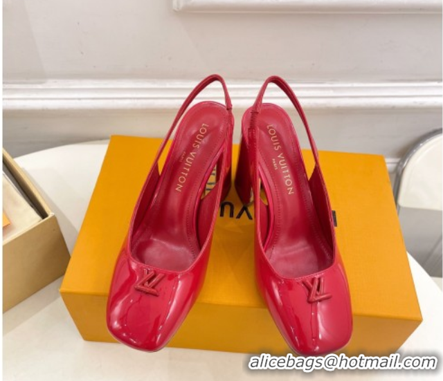 Stylish Louis Vuitton Swing Slingback Pump 9cm in Patent Leather Red 2025 1AGTY9