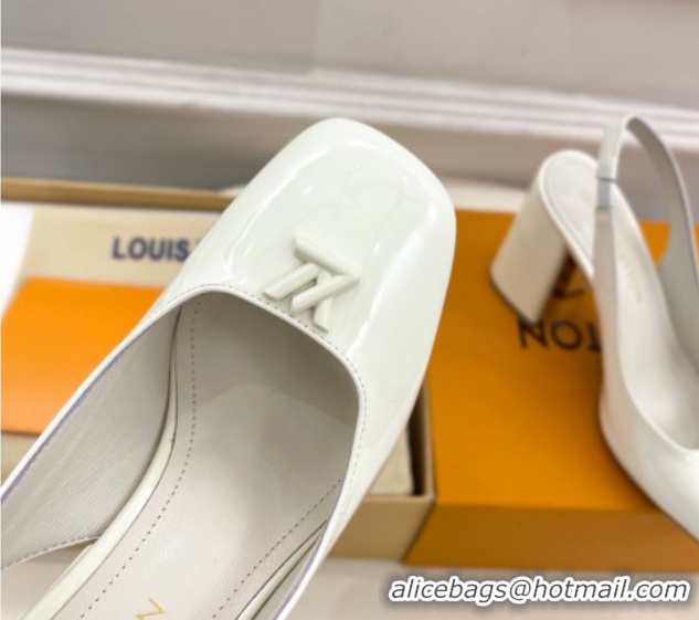 Good Looking Louis Vuitton Swing Slingback Pump 9cm in Patent Leather White 2025 1AGTY9