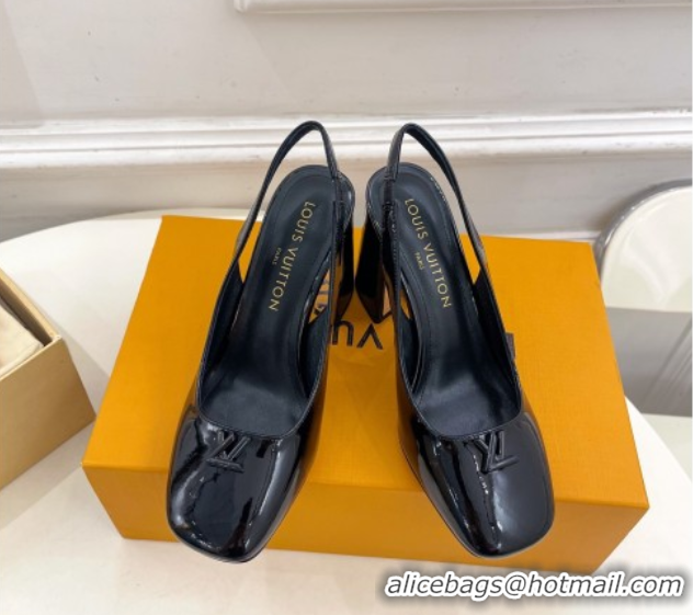 Best Product Louis Vuitton Swing Slingback Pump 9cm in Patent Leather Black 2025 1AGTY9