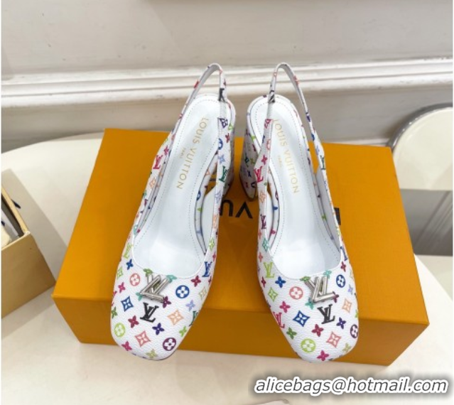 Purchase Louis Vuitton LV x TM Swing Slingback Pump 9cm in Multicolor Monogram Canvas White 2025 1AGTY9