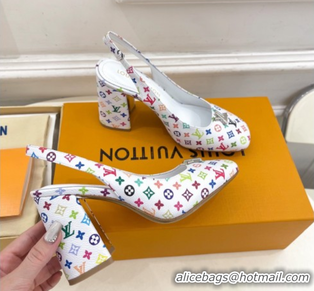 Purchase Louis Vuitton LV x TM Swing Slingback Pump 9cm in Multicolor Monogram Canvas White 2025 1AGTY9