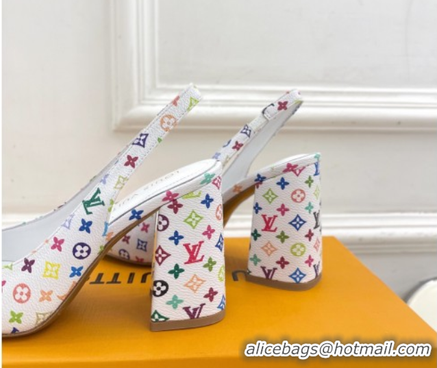 Purchase Louis Vuitton LV x TM Swing Slingback Pump 9cm in Multicolor Monogram Canvas White 2025 1AGTY9