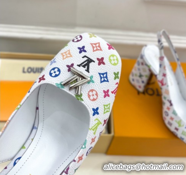 Purchase Louis Vuitton LV x TM Swing Slingback Pump 9cm in Multicolor Monogram Canvas White 2025 1AGTY9