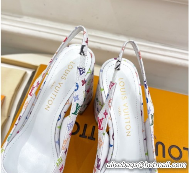Purchase Louis Vuitton LV x TM Swing Slingback Pump 9cm in Multicolor Monogram Canvas White 2025 1AGTY9