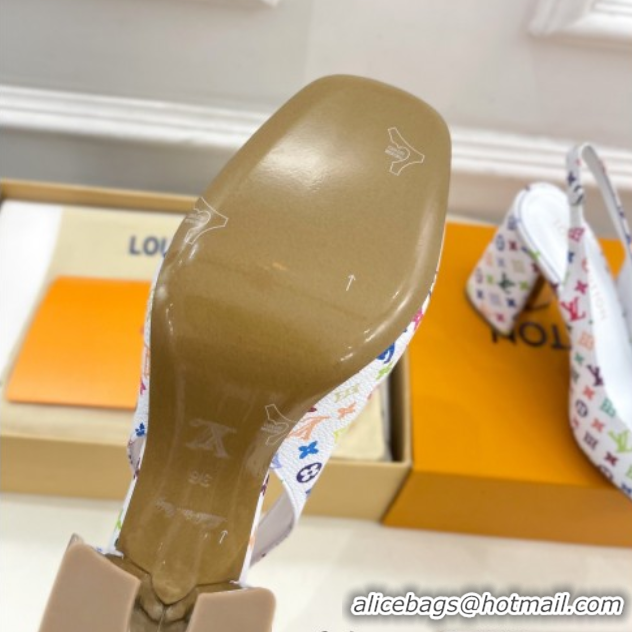 Purchase Louis Vuitton LV x TM Swing Slingback Pump 9cm in Multicolor Monogram Canvas White 2025 1AGTY9