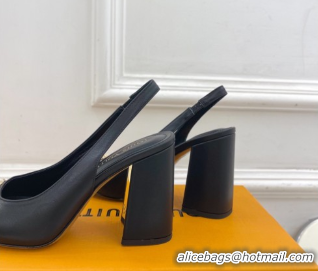 Big Discount Louis Vuitton Swing Slingback Pump 9cm in Calf Leather Black 2025 1AGTY9