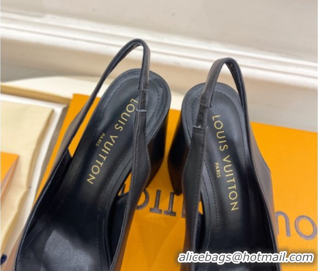 Big Discount Louis Vuitton Swing Slingback Pump 9cm in Calf Leather Black 2025 1AGTY9