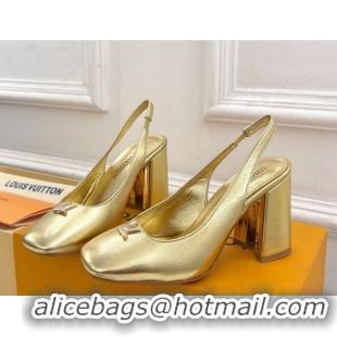 Perfect Louis Vuitton Swing Slingback Pump 9cm in Calf Leather Gold 2025 1AGTY9