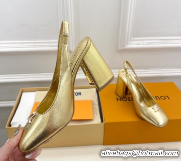 Perfect Louis Vuitton Swing Slingback Pump 9cm in Calf Leather Gold 2025 1AGTY9