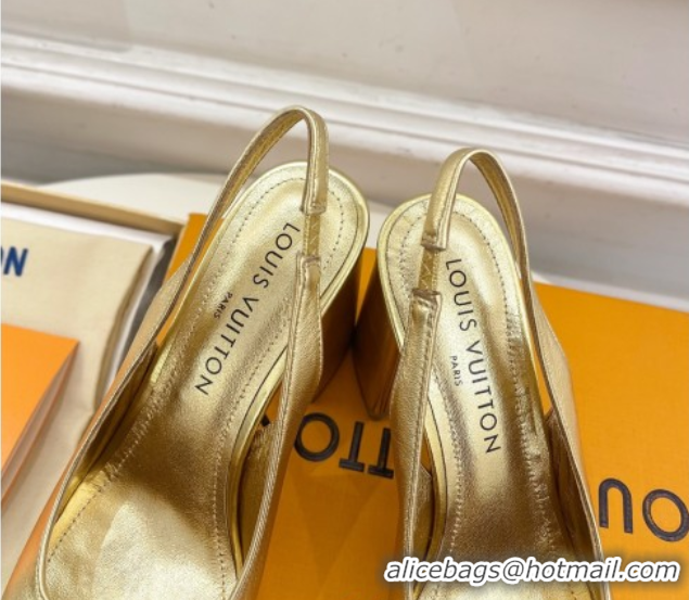 Perfect Louis Vuitton Swing Slingback Pump 9cm in Calf Leather Gold 2025 1AGTY9