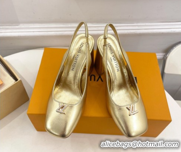 Perfect Louis Vuitton Swing Slingback Pump 9cm in Calf Leather Gold 2025 1AGTY9